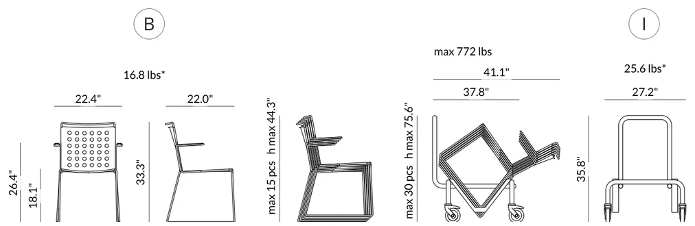 Chair with Arms (22.4" w x 22.0" d x 33.3" h) dimensions
