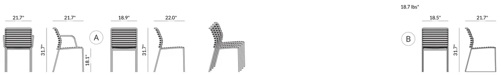 Sled Frame Chair (18.5" w x 21.7" d x 31.7" h) dimensions