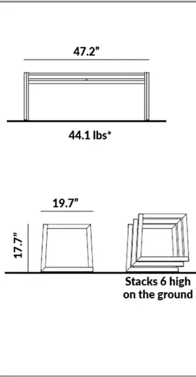 Double Flat Bench (47.2” long) dimensions