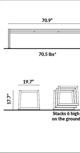 Triple Flat Bench (70.9” long) dimensions