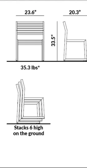 Single Bench with Backrest (23.6” long) dimensions