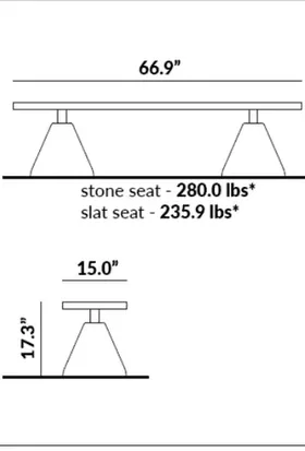 Flat Bench with a Cement Cone Base dimensions