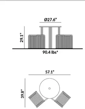 2-Seater Round Picnic Table dimensions