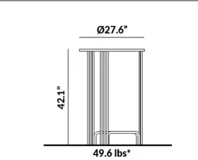 Tall 27.5” Long Round Table dimensions