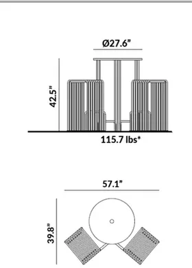 Tall 2-Seater Round Picnic Table dimensions