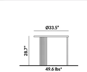 33.5” Long Round Table dimensions