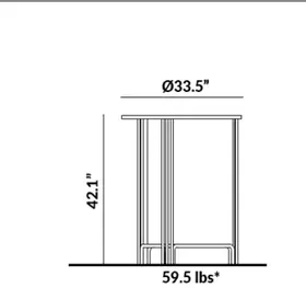 Tall 33.5” Long Round Table dimensions