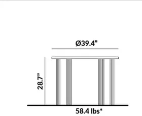 39.4” Long Round Table dimensions