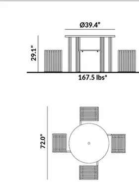 4-Seater Round Picnic Table dimensions