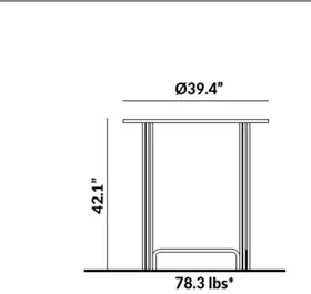 Tall 39.4” Long Round Table dimensions