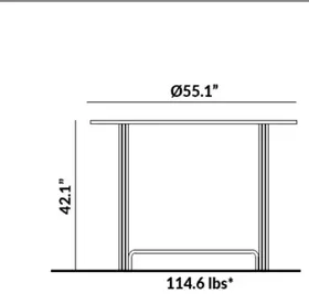 Tall 55.1” Long Round Table dimensions