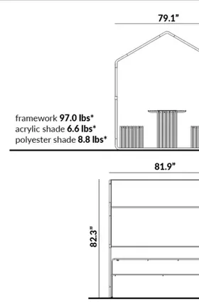 Cabana with Polyester Weatherproof Shade dimensions