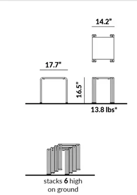 16.5” Tall Stool dimensions