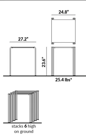 23.6” Tall Square Table dimensions