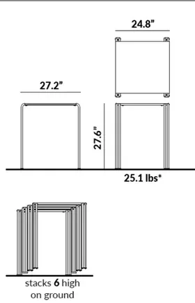 27.6” Tall Square Table dimensions