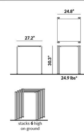30.3” Tall Square Table dimensions