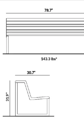Double Seat Bench with Backrest dimensions
