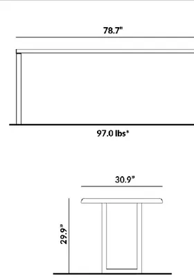 Rectangular Table (Note: Standalone or Connectable to Benches) dimensions