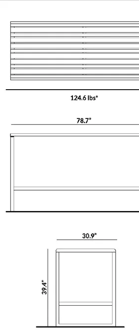 Tall Rectangular Wide-Leg Table (Note: Standalone) dimensions