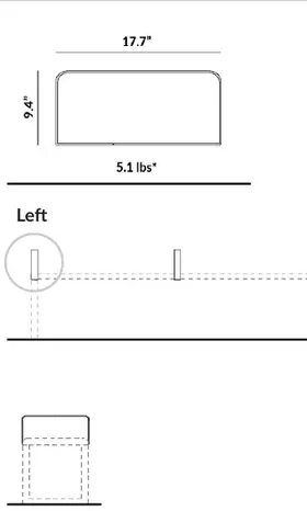 Left Arm for Flat Bench (Note: Single Arm) dimensions