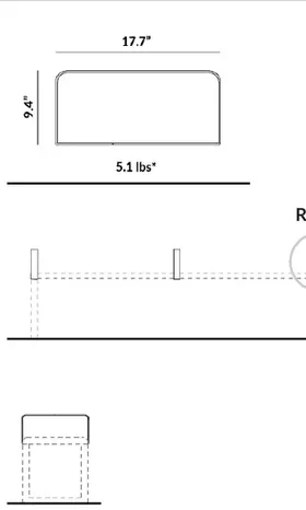 Right Arm for Flat Bench (Note: Single Arm) dimensions
