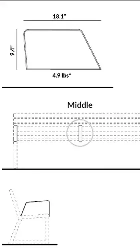 Middle Arm for Bench with Backrest (Note: Single Arm) dimensions