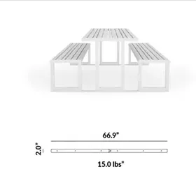 Connecting Bracket for Table to Flat Bench (Set of 2) dimensions