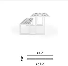 ADA-Complient Bracket - Connecting Bracket for Table to Flat Bench on One Side (Set of 2) dimensions