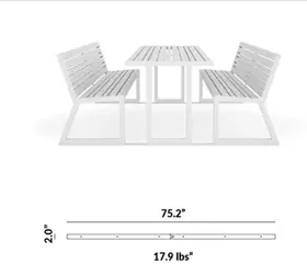 Connecting Bracket for Table to Bench with Backrest (Set of 2) dimensions