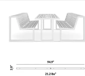 Connecting Bracket for Table to Double Seat Bench (Set of 2) dimensions