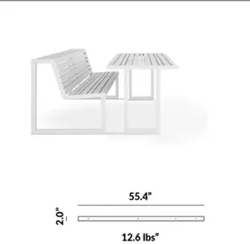 ADA-Complient Bracket - Connecting Bracket for Table to Double Seat Bench on One Side (Set of 2) dimensions