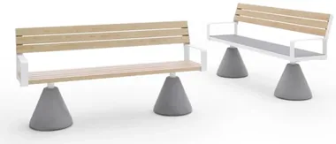 Bench with Backrest with a Cement Cone Base & Arms