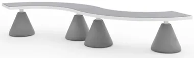 Flat Curved Bench with a Cement Cone Base