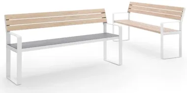 Bench with Backrest with a Metal Base & Arms