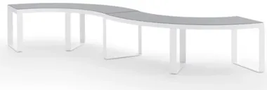 Flat Curved Bench with a Metal Base